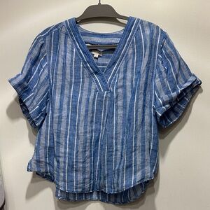 Pilcro Blue and White Striped Blouse